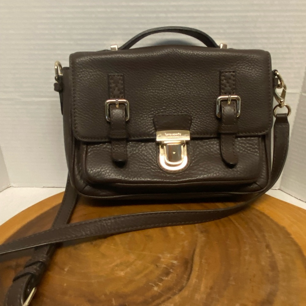 Kate Spade Dark Brown Pebble Leather Satchel Shoulder Bag